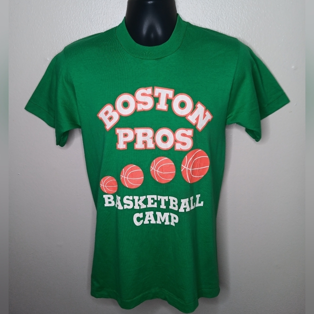 VTG 80s 90s Boston Celtics Pros Basketball Camp Small T-shirt Single Stitch USA